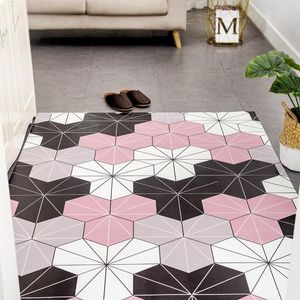 Carpets Hallway Bedroom Door Mat Carpet Home Floor Entrance PU Anti-slip Oil-proof Easy Clean Mats Hexagon Pattern DIY