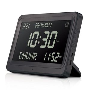 Desk Table Clocks Digital Alarm 8 Sounds AlFajia Larger LCD Screen Azan Calendar Muslim Prayer Electronics clock bedroom 230324