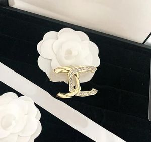 23SS marka mody projektant projektant broszek litery Lapel Pins puste kobiety mężczyźni kryształowy rhinestone perłowy metal metalowe akcesoria prezent z pieczęcią figurową