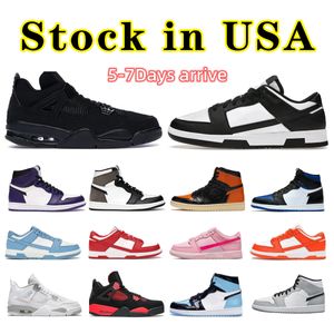 Designer basketball shoes Jumpman 1s 4s Pine Green Military Black Cat Sail Red Thunder White Oreo Cool University sports sneakers U.S. Warehouse free shipping with box