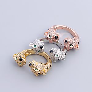 oro Doppio leopardo coppia Bracciale rigido con diamanti quadrati da uomo lussuoso braccialetto in argento di design Gear gioielli set femme Braccialetti per coppie di donne gioielli regali per feste