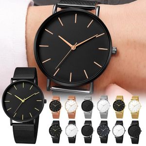 Wristwatches Neutral Style Women Men Watch Luxury Stainless Steel Dial Mesh Band Casual Minimalist Round Male Watches Quartz Wristwatch