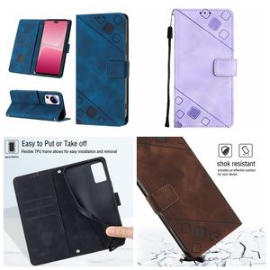 Hudkänsla läder plånbokfodral för Sony Xperia 1 5 10 IV Ace3 Ace 3 Xiaomi 13 Lite 5G POCO X5 5G Pro Imprint Hand Feeling Credit ID Card slot Holder Flip Cover Pouch Strap