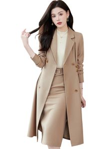 Two Piece Dress Black Apricot Coffee Office Ladies Formal Skirt Suit Women Female Long Sleeve Set for Autumn Winter Business Work Wear 230324