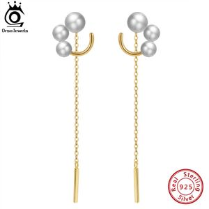 Charm ORSA JEWELS Orecchini Pendenti a Goccia Lunga in Argento 925 con Perle Barocche Naturali per Donna Linea Orecchie Gioielli Eardrop GPE41 Z0323