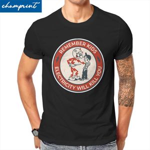 Męskie tshirty Pamiętaj, że Dzieci Elektryczność zabije Reddy Kilowatt Vintage Ee O Neck 100% bawełna ubrania plus size 230324