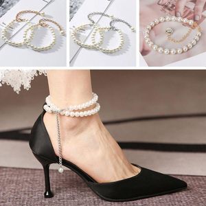 Anklets Ankle Holding High Heel Chain Heels Women Shoelaces Pearl Band High-heeled Shoes Straps