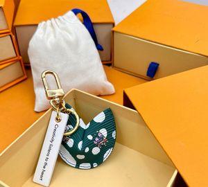 Keychains & Lanyards With box Fortune Cookie Bag Hanging Keychain Car Keychain Flower Charm Jewelry Women Men Gifts Fashion PU Leather Key Chain Accessories ZA5X