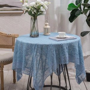 Tovaglia 1PCS Decorazione per feste Copertura tovaglia vuota Rettangolare Pizzo blu Runner natalizio Tovaglia ER1