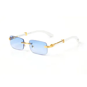 Fashion Eyewear Designer Sunglasses Woman Funky Brand Designer Blue Carti Buffalo Horn Senhoras Óculos de sol para homens Óculos Lunettes De Soleil Oculo Feminino