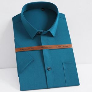 Men's Dress Shirts Men's Casual Stretch Short Sleeve Single Patch Pocket Standard-fit Formal Business Work Office Solid Basic Shirt