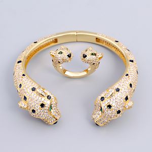 Doppio leopardo coppia Bracciale rigido con diamanti quadrati da uomo lussuoso braccialetto in argento di design Gear gioielli femme set Donna Uomo coppia bracciali gioielli regali per feste