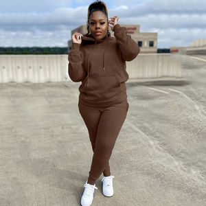 Women's Plus Size Pants Costumes Winter Tracksuit Long Sleeve Hoodie and Two Peice Sets Jogger Outfits Wholesale Drop 230324