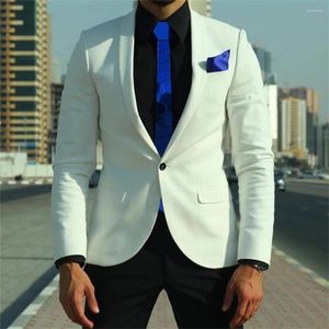 Men's Suits 2023 High Quality Customized White Shawl Lapel Men's Western Tailored Wedding Tuxedo Groom Casual 2 Piece Set(Jacket Pants)