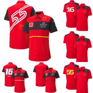 2023 Neues F1-Shirt, Formel-1-Rot-Team-Polo-Shirts, Rennfahrer-Signatur-T-Shirt, gleiches lässiges Kurzarm-Shirt für Herren, individuell gestaltet