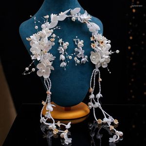 Headpieces Korean Fairy Beauty Fabric Floral Style Hårband kostym Sweet White Mori Atmosphere Wedding Perfect Bridal Headwear