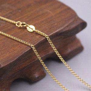 Catene Real 18K Yellow Gold 1.8mmW Curb Chain Link Collana 50cm Fine Jewelry