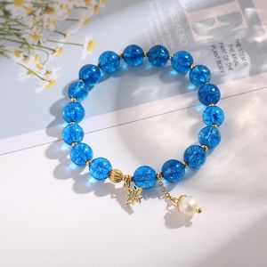 Strand Natural Stone Armband för kvinnor Dark Blue Color Jewelry Beaded Accessories Star Charms smycken Magnetiskt hälsa Skydd