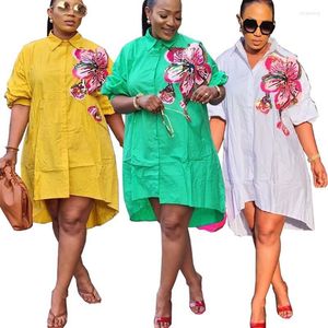 Ethnic Clothing 2023 Plus Size Hippie Clothes African Women Dashiki Shirt Dress Embroidery Sequin Robe Tenue Africaine Femme Moroccan Kaftan