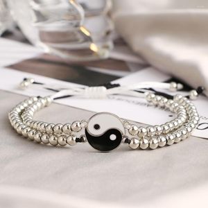 Charm Bracelets 2 Pieces/set Tai Chi Yin Yang Fish Couple Bracelet 2023 Fashion Hand-woven Beaded Gossip Adjustable Accessory Gift