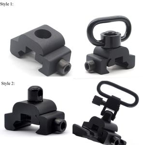 Adattatore per montaggio Picatinny da 2 tipi da 20 mm con set girevole per imbracatura QD da 1,25 pollici Pulsante a sgancio rapido con fibbia nera per cinturino girevole