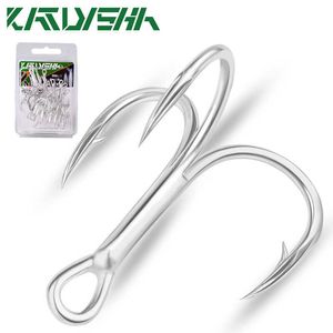 Ganchos de pesca katyusha 20pcs ganchos de triplos 14# -1/0# ganchos de pesca de água salgada de alto carbono de alto carbono de alto carbono ganchos de alta resistência