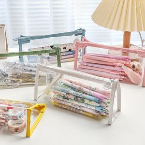 Transparent Pencil Case Kawaii Waterproof Bags For Students Stationery School Supplies Portable Pen Pouch Bag