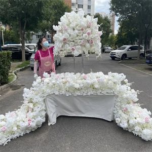 装飾ホットウェディングフラワーランナーテーブルウェディングパーティーのための花のセンターピースDIYアレンジメントIMAKE714