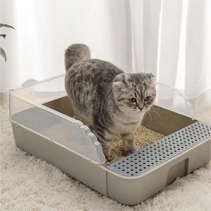 Outros suprimentos de gato gatos caixas de areia de pet-vaso de pet hanneet bacia semi-fechada cachorro limpo banheira de areia de gato bandeja de gatinho scooper scooper caixa de areia anti-splash 230324