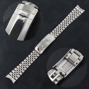 Assista Bands Jubileu Watchband Band Strap 20mm 316L Pulipulamento de aço inoxidável Silver Glide-Lock Fivele para 40mm Sub Watch Case 230323