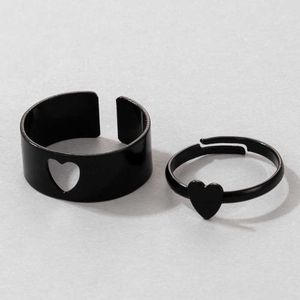 Band Rings Vintage Simple Animal Butterlfly Star Moon Heart Open Rings for Women Girls Gotic Jewelry 2st Punk Black Par Ring Set AA230323