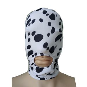 Kostymtillbehör halloween mask svartvita fläckar cosplay kostymer spandex huva öppen mun zentai kostymer festtillbehör