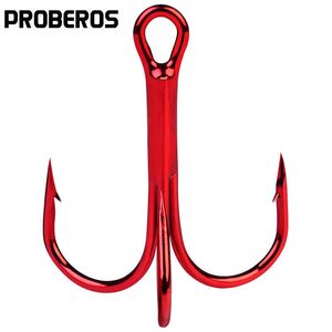 Ganchos de pesca 50pc Fishhook Proberos Brand Fishing Hook de alto carbono agulha agulha de gancho de aço redonda Bass Bent Treble Water 2# -10# P230317