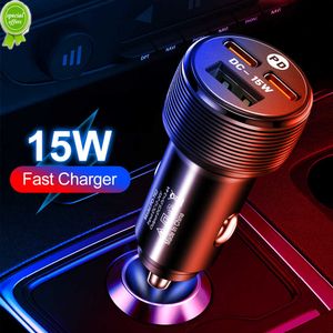 NOWOŚĆ 5V 3A USB Dual PD Type C 3 w 1 ładowarka samochodowa Szybka ładowanie DC 15W Auto ładowanie ładowania za telefon komórkowy