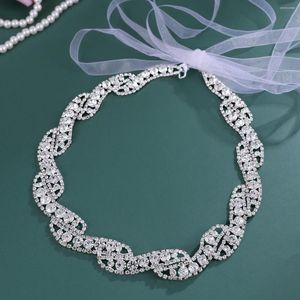 Belts JLZXSY Bling Silver Rhinestone Chain Wedding Waistband Brilliant Crystal Bridal Sash For Bridesmaid Dress Bride's Belt