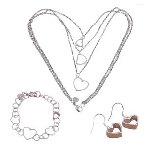 Naszyjniki Zestaw 3PC/zestaw biżuterii Przenośna Kobiety Miłość Prezent na rocznicę kształtu serca