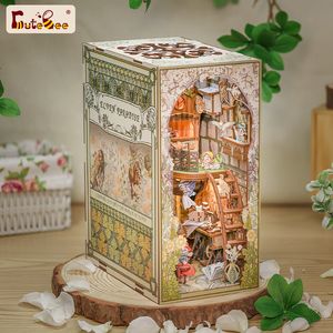 Accessori per la casa delle bambole CUTEBEE Book Nook Kit Casa delle bambole in legno fai-da-te con Touch Light Elven Paradise Kit di costruzione in miniatura Modello per regalo di decompressione 230323