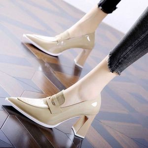 Fhanchu 2023 Spring Women Platform Pumps、Fashion Office Work Shoes、High Heels Poinded Toe、Slip On、Scise、Black、Apricot、Dropship 0324