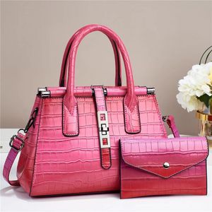 C682 Bright New Stone Emed Authentic Leather Tactile Feel Large Capacity Shoulder Crossbody Foreign Trade Mother and Child Quality Women's Bag