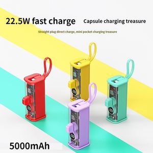 Transparent Mini Power Bank 5000mah Portable Charging PowerBank Mobiltelefon Spara extern batterispoverbank för iPhone Samsung