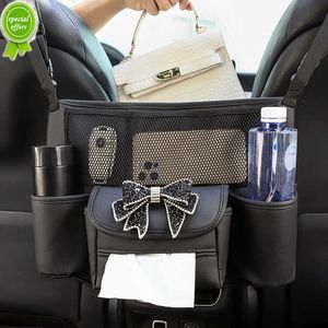 New Fashion Bow Car Seat Storage Bag Organizer para uma bebida de bolsa bebida de couro pu sela automática de bolso pendurado no meio do bolso