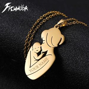 Pendant Necklaces Fishhook Personalized Baby Birth Necklace Custom Name Mother Day Mom Kid Chain Family Gift For Women Man Stainless Steel Jewelry Z0324