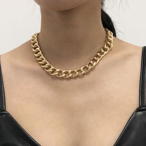 Kedjor mode stort halsband för kvinnor vrid guld silver färg chunky tjock lås choker kedja halsband party smycken