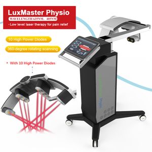 Vertikal luxmaster fysio fysioterapi maskin reumatoid smärtlindring lindrar 635 nm 405 nm rött ljus kall laserterapi för klinik