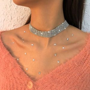 Choker Jacoso Fashion Full Crystal överdriver chorker halsband för kvinnor bröllop engagemang claasic krage klo kedja smycken
