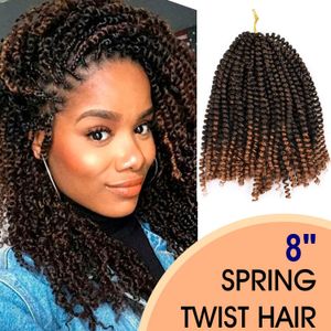 Partihandel Ghana Spring Twist Hair Expression 8 Inch Red Short Ombre Synthetic virkningsflätor