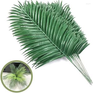 Decorative Flowers 3PCS Artificial Tropical Palm Leaves Plants Grass Bouquet Accessories Hawaiian Jungle Beach Party Home Decoration Table