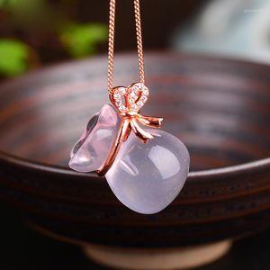 Pendant Necklaces Rose Gold Color Chokers Pink Opal Necklace Cute Synthetic Ross Quartz CZ For Women Girls Gift Drop Jewelry