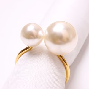 Wedding Decorations Metal Pearl Napkin Ring Double Holder Gold Silver Napkin Rings Table Decoration 12pcs/lot