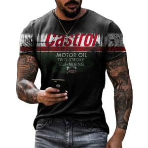 Мужские футболки с 3d принтом Castrol, топы с короткими рукавами, модная футболка с маслом для мотоцикла, футболки большого размера 230324
